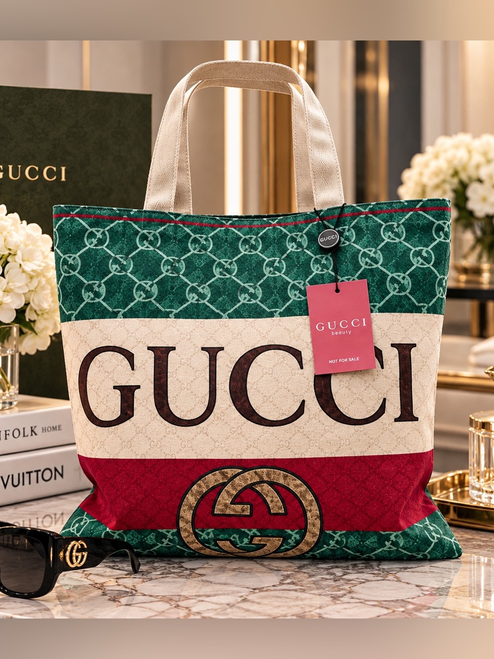 NWT Gucci Beauty Canvas Tote Bag – 15.7” x 15.7”